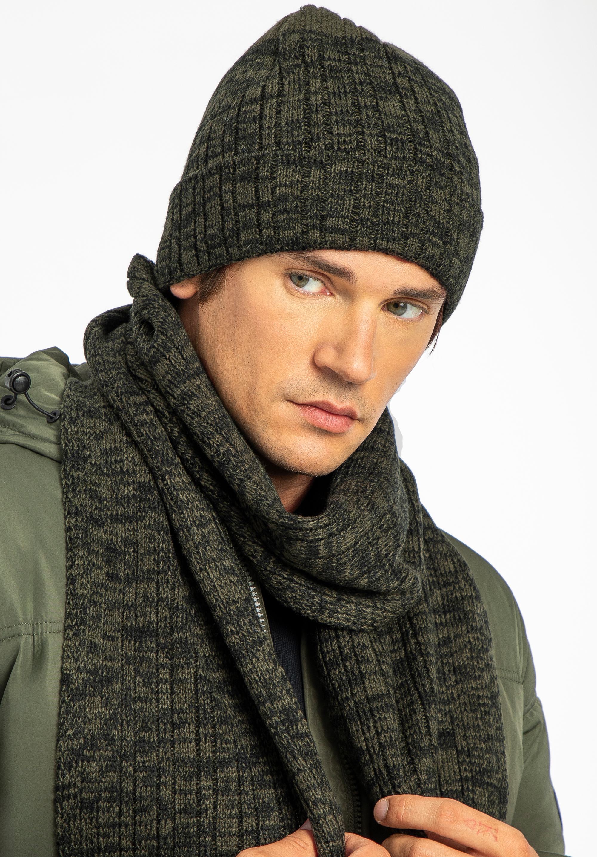 Herren-Winterset mit dicker Webart, grün, 99-SF-016-Z, Bild 1