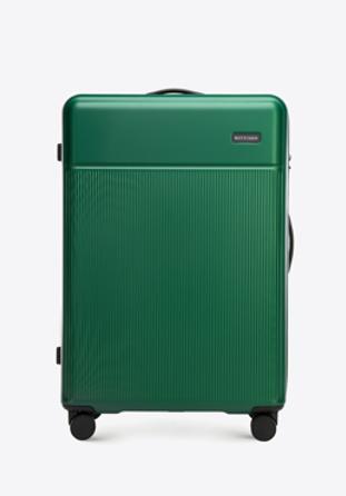 Großer Koffer aus ABS-Material mit vertikalen Riemen, grün, 56-3A-803-85, Bild 1