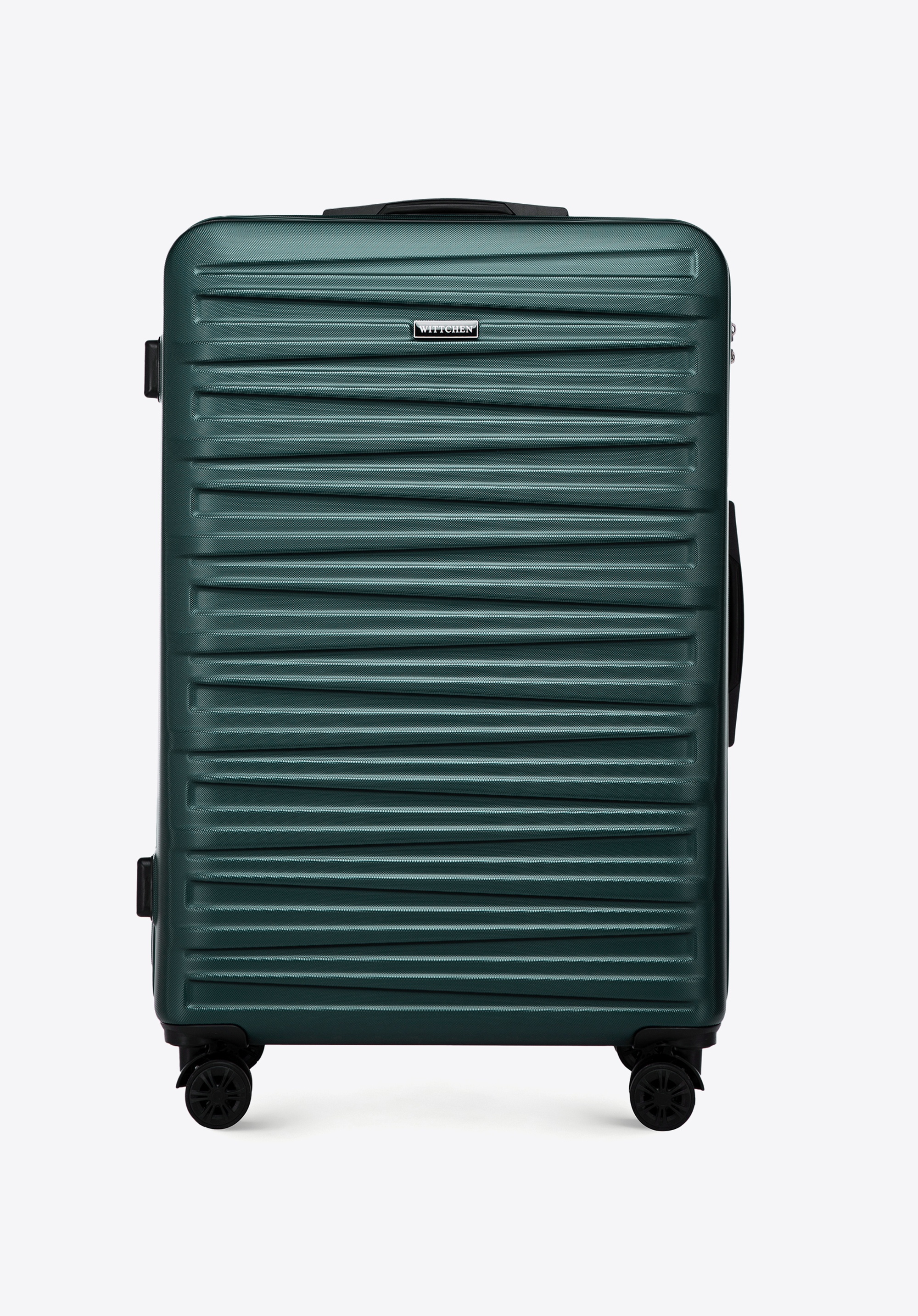 Großer ABS-Koffer mit horizontaler Prägung, grün, 56-3A-003-85, Bild 1