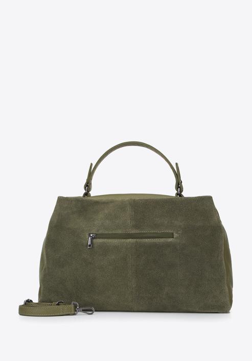 Handtasche aus zwei Lederarten, grün, 95-4E-025-1, Bild 2