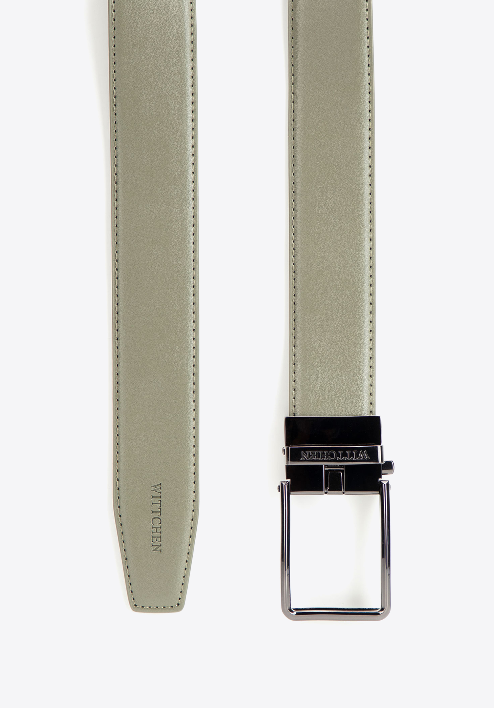 Herren-Ledergürtel mit Automatikschließe, grau - oliv, 102-8M-105-Z-90, Bild 1