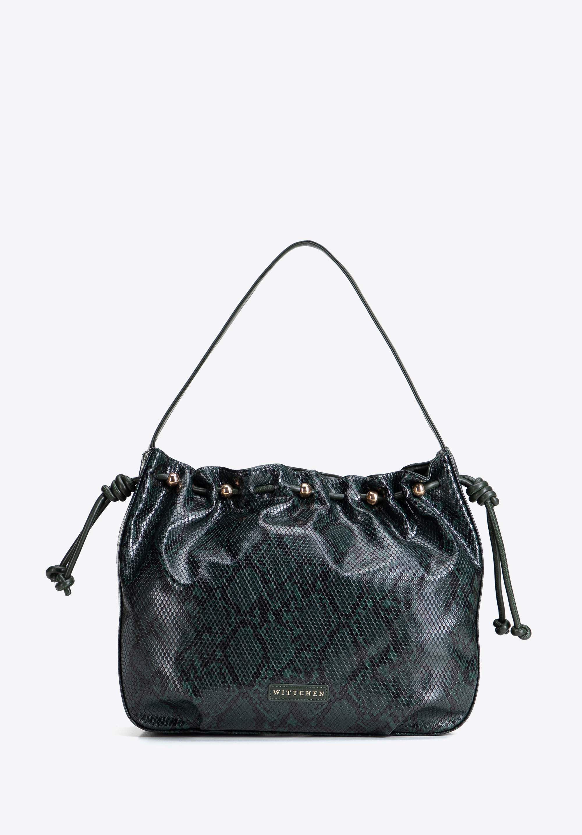 Hobo-Tasche für Damen in Kroko-Optik, dunkelgrün, 103-4Y-519-Z, Bild 1