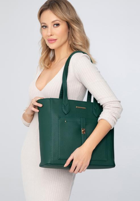 Klassische Shopper-Tasche mit Fronttasche, grün, 29-4Y-002-B33, Bild 15