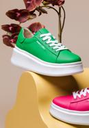 Klassische Sneakers aus Leder mit dicker Sohle, grün, 98-D-961-P-35, Bild 36
