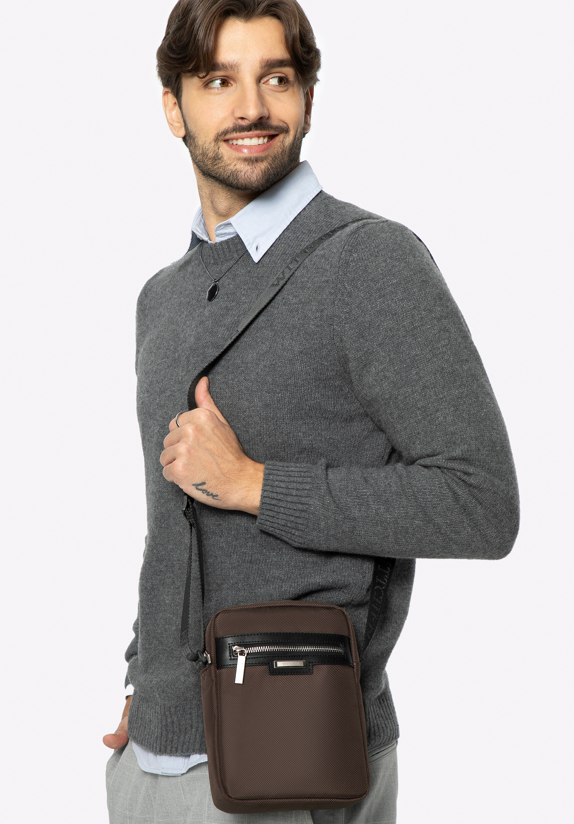 Klassische Umhängetasche für Herren, grün, 100-4U-906-Z, Bild 1