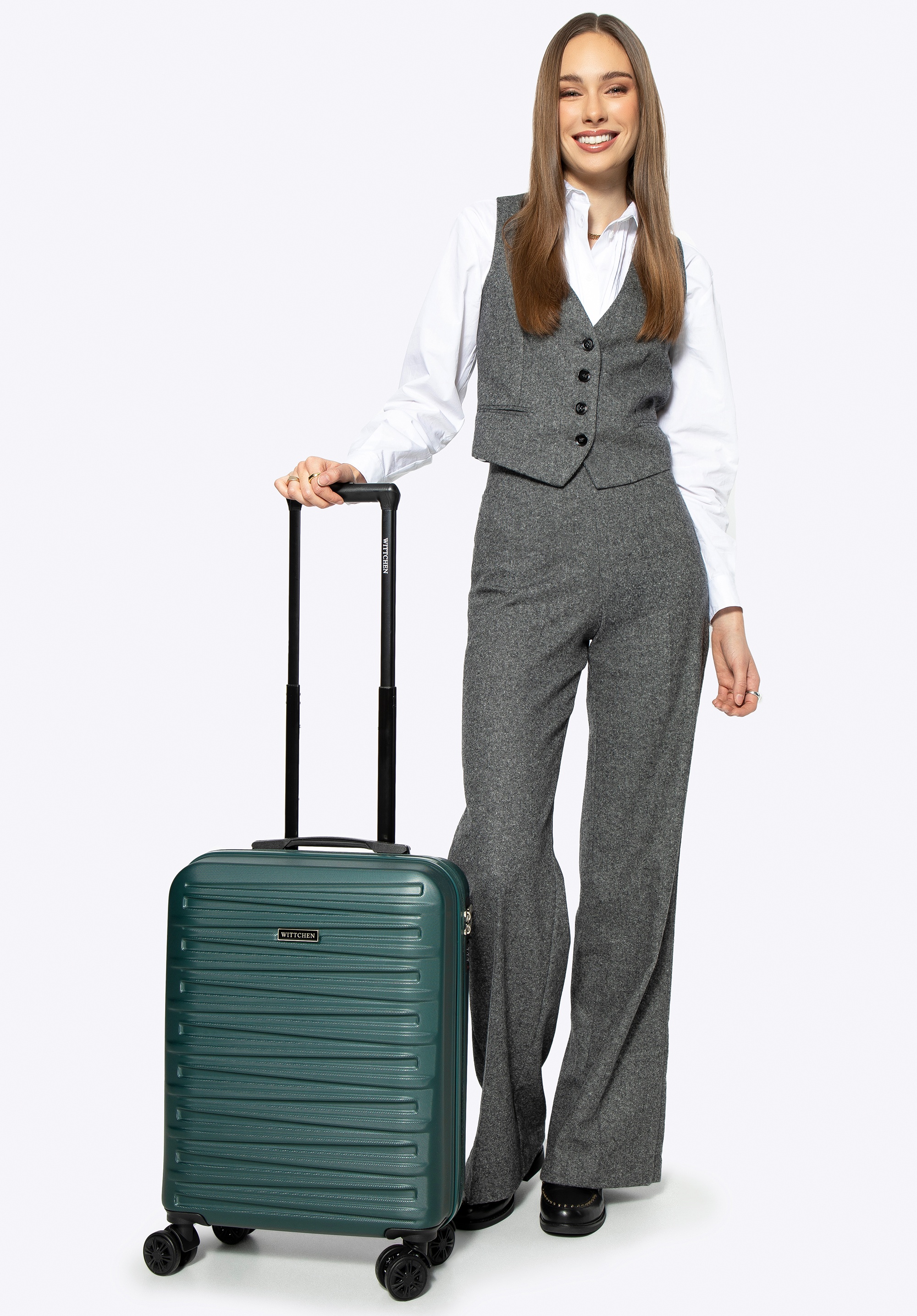 Kleiner ABS-Koffer mit horizontaler Prägung, grün, 56-3A-001-85, Bild 1