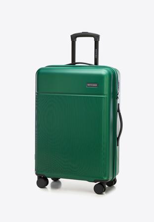 Mittelgroßer Koffer aus ABS-Material mit vertikalen Streifen, grün, 56-3A-802-85, Bild 1