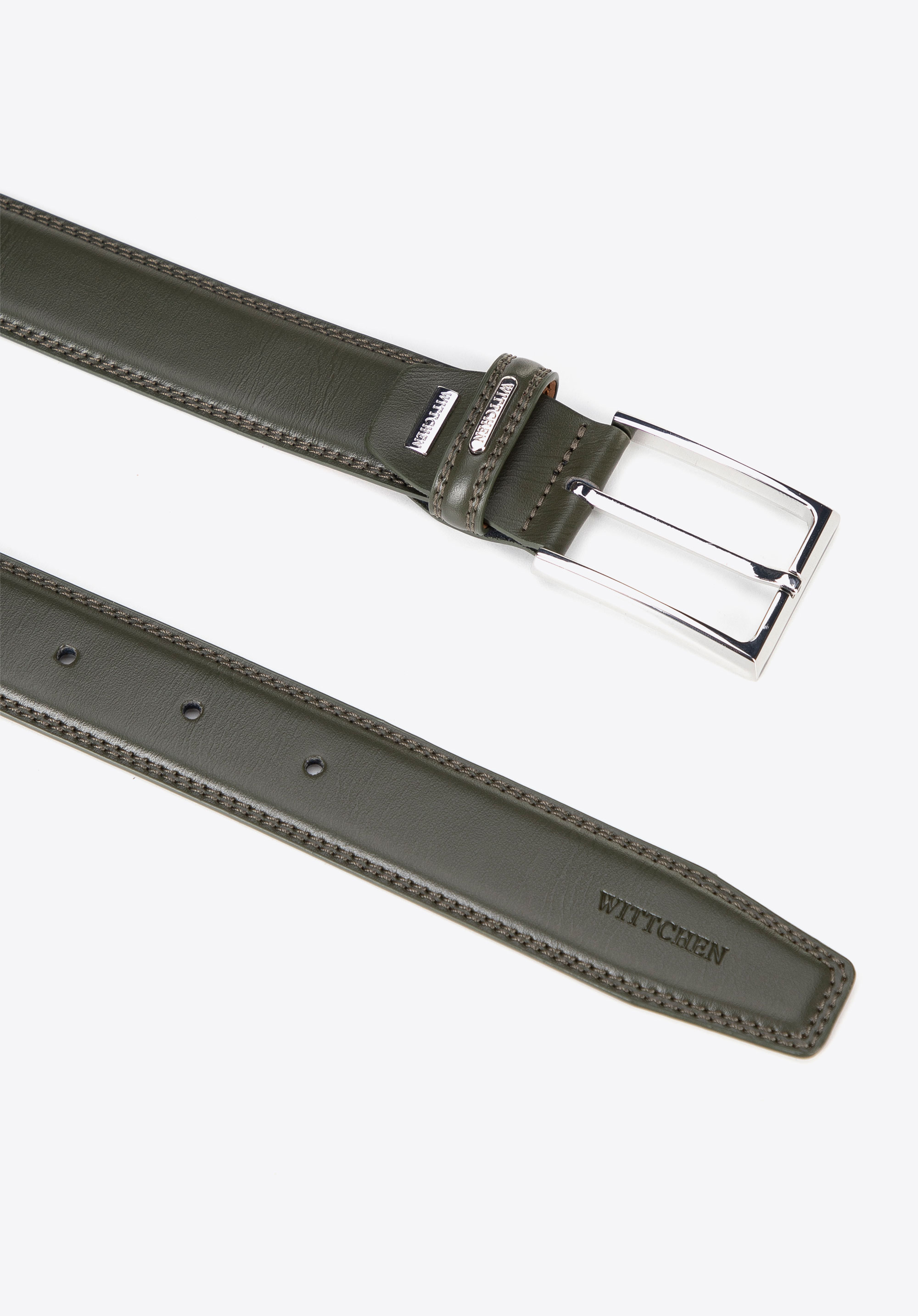 Ledergürtel mit doppelter Steppnaht, grün, 100-8M-906-Z-11, Bild 1