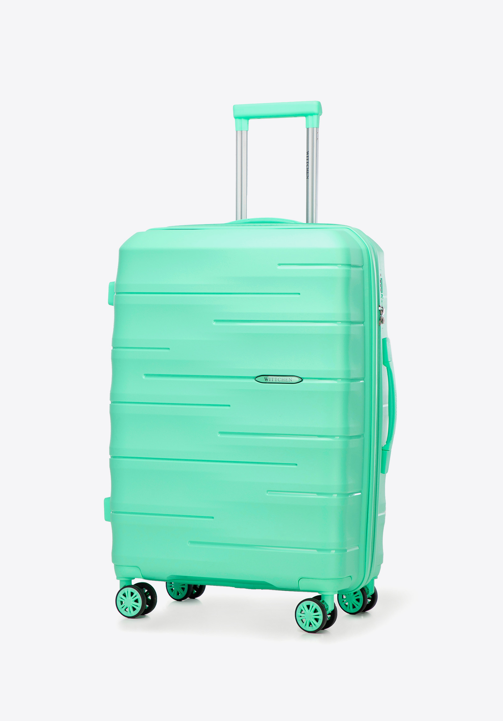 Mittlerer gerippter Koffer aus Polypropylen, grün, 56-3T-142-B-80, Bild 1