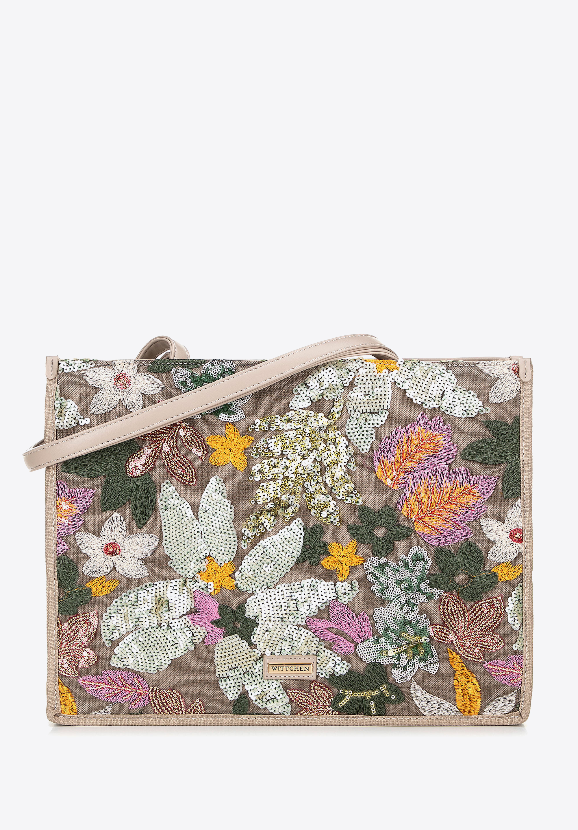 Damen-Shopper mit Pailletten, grün-rosa, 100-4Y-428-P, Bild 1