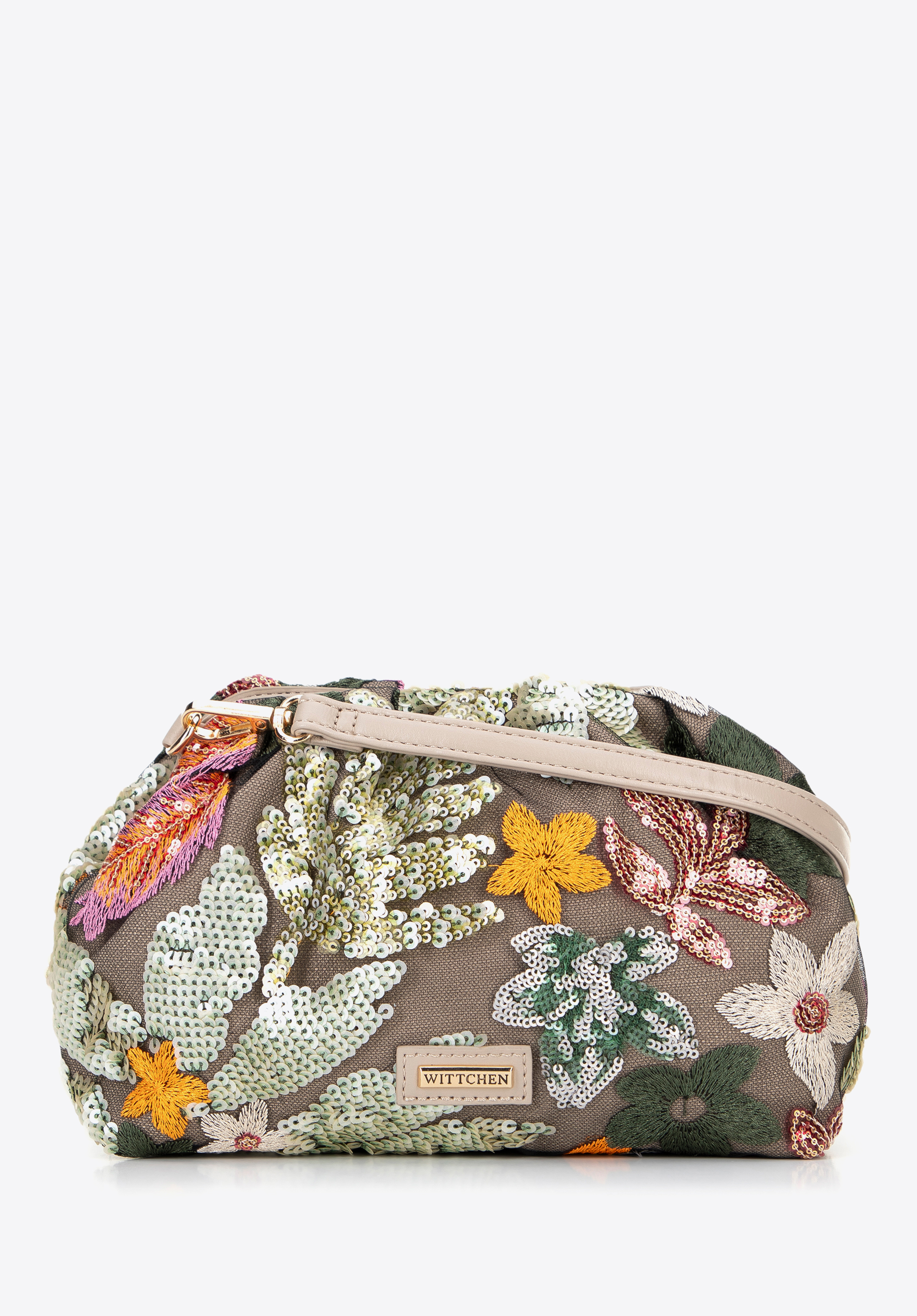 Umhängetasche mit Pailletten für Damen, grün-rosa, 100-4Y-429-P, Bild 1
