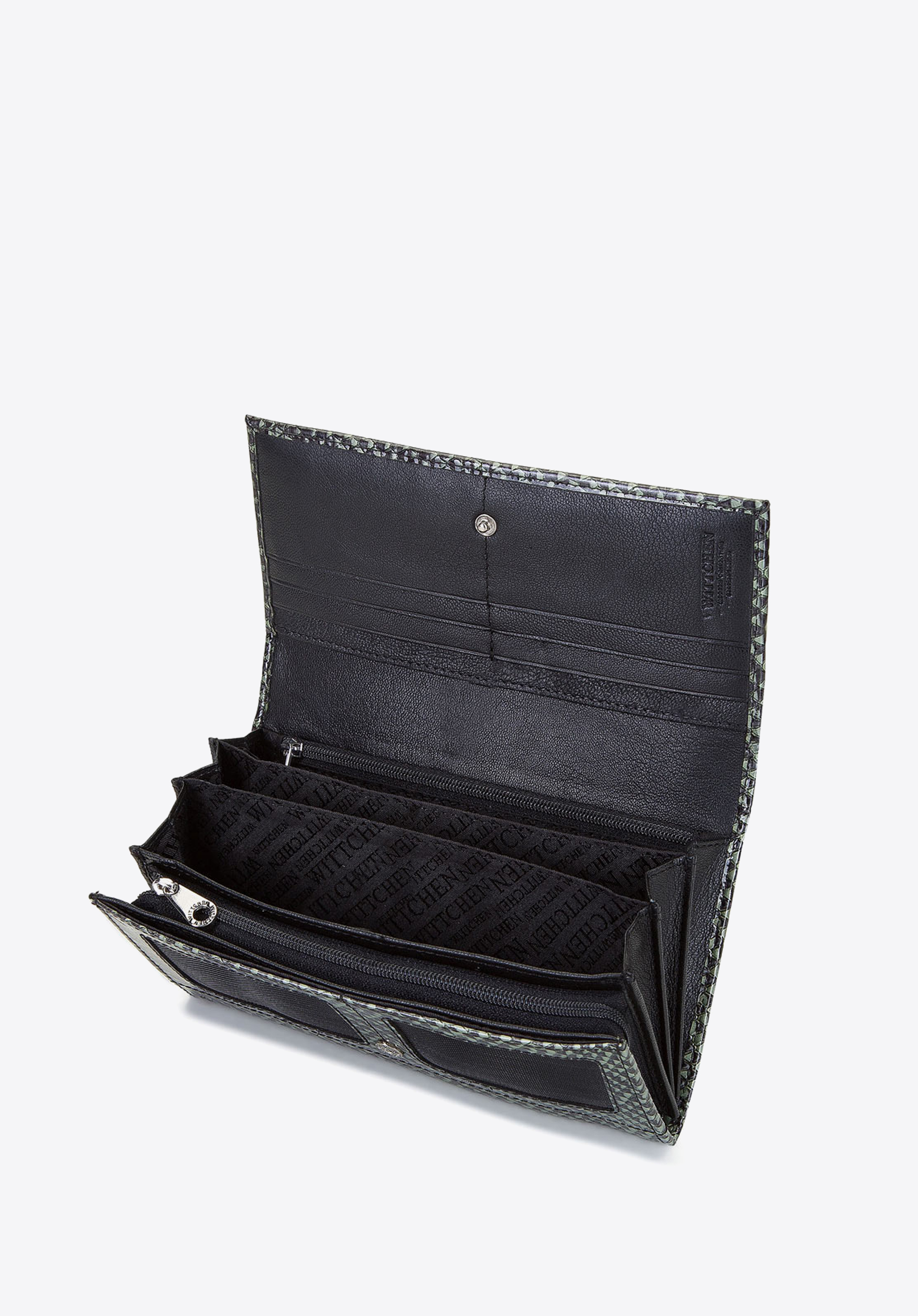 BRIEFTASCHE AUS LEDER IN REPTIL-OPTIK, grün-schwarz, 26-1-415-1, Bild 1