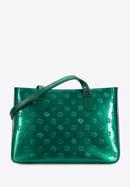 Shopper-Tasche aus Lackleder mit Monogramm, grün, 34-4-098-PP, Bild 1