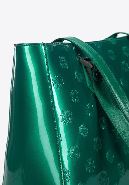 Shopper-Tasche aus Lackleder mit Monogramm, grün, 34-4-098-PP, Bild 5