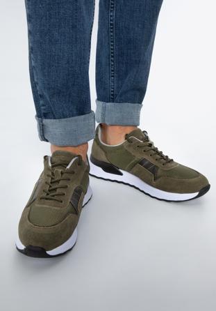 Sneakers für Herren aus Wildleder mit elastischen Einsätzen, grün, 96-M-513-Z-44, Bild 1