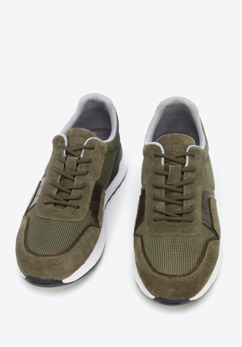 Sneakers für Herren aus Wildleder mit elastischen Einsätzen, grün, 96-M-513-N-42, Bild 3