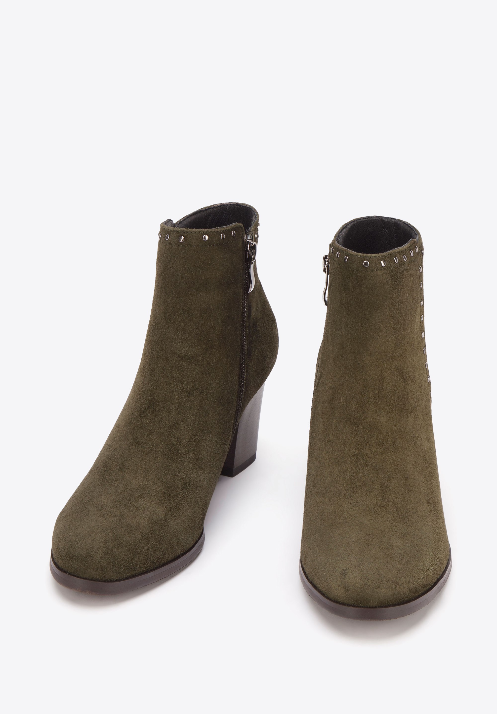 Stiefelette aus Wildleder mit Nieten, grün, 93-D-960-Z-38, Bild 1