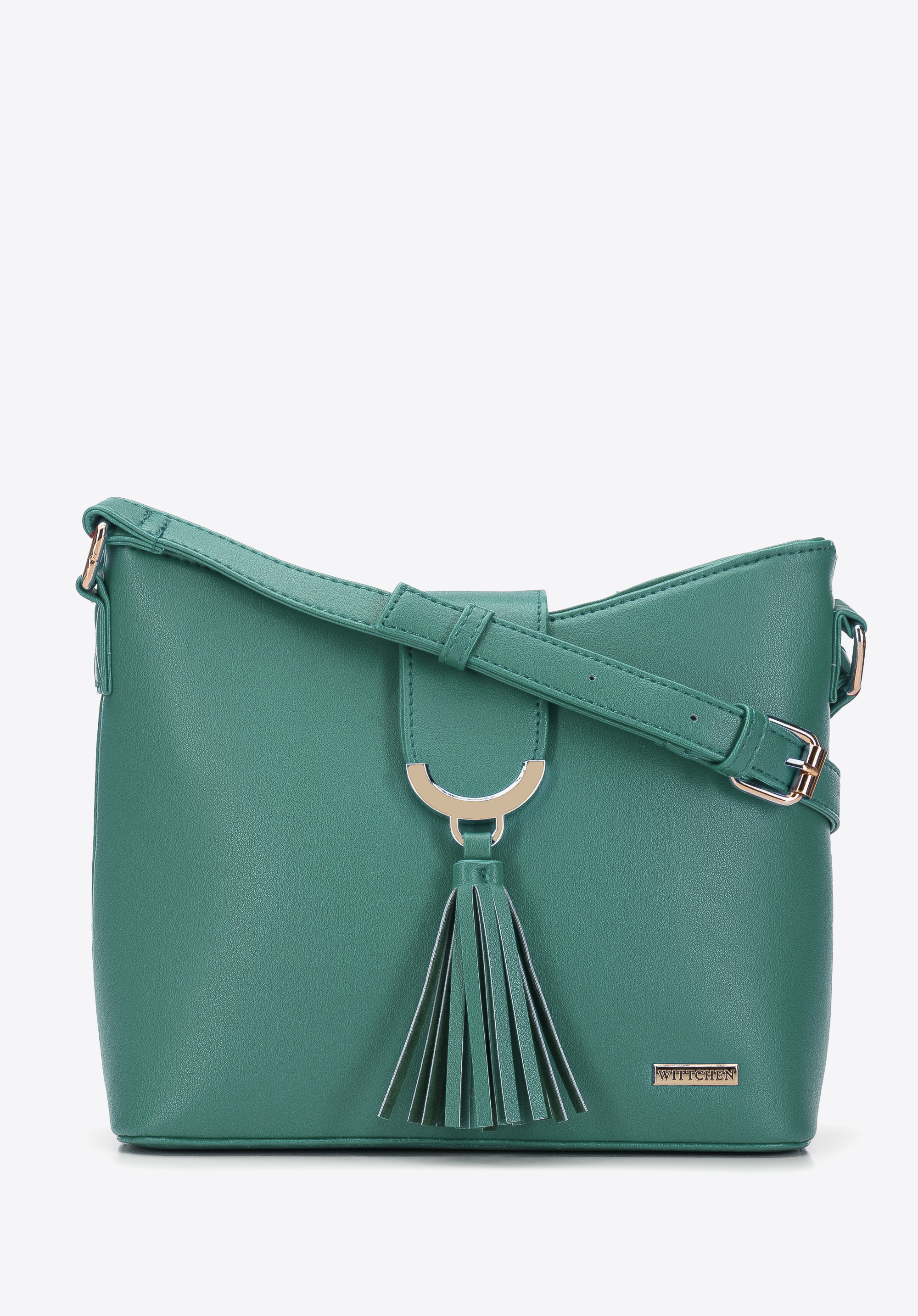 Umhängetasche für Damen aus Ökoleder mit Quaste, grün, 96-4Y-214-Z, Bild 1
