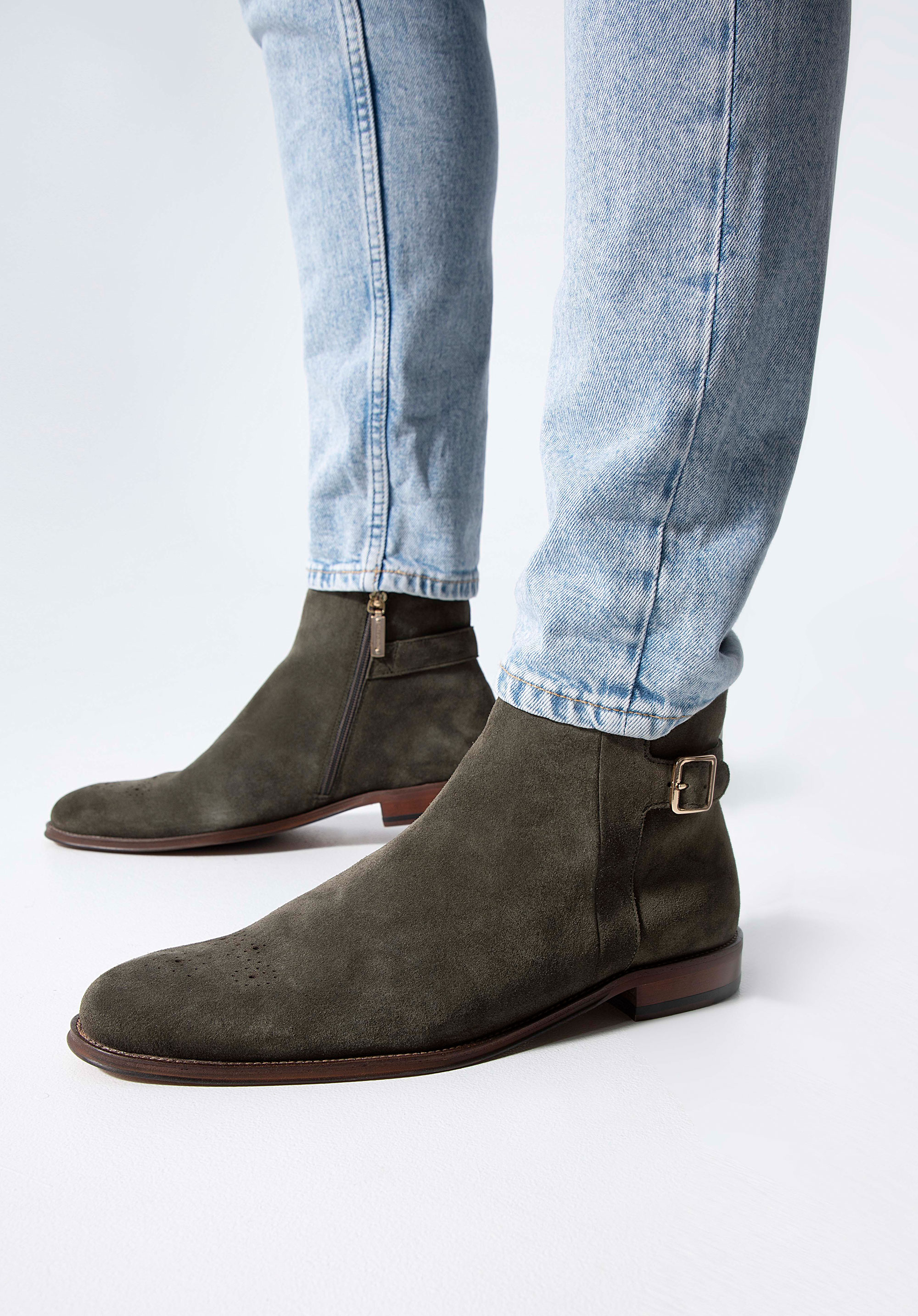 Wildleder-Pantoffeln für Männer, grün, 98-M-703-Z-43, Bild 1