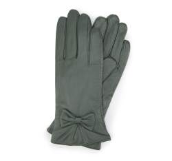 Женские кожаные перчатки с бантом, хаки, 39-6-550-Z-M, Фотография 1