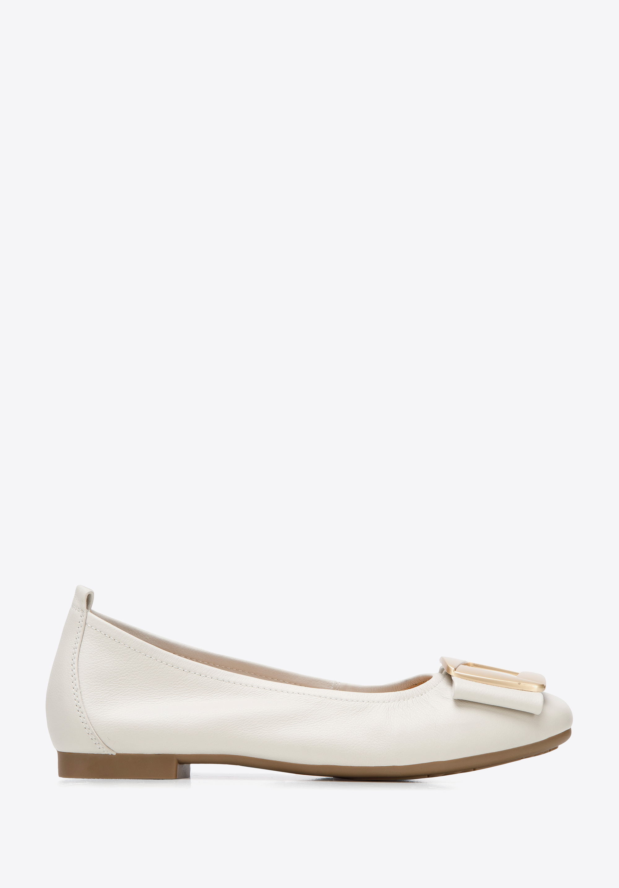 Ballerinas aus weichem Leder mit Schnalle, hellbeige, 94-D-951-0-35, Bild 1