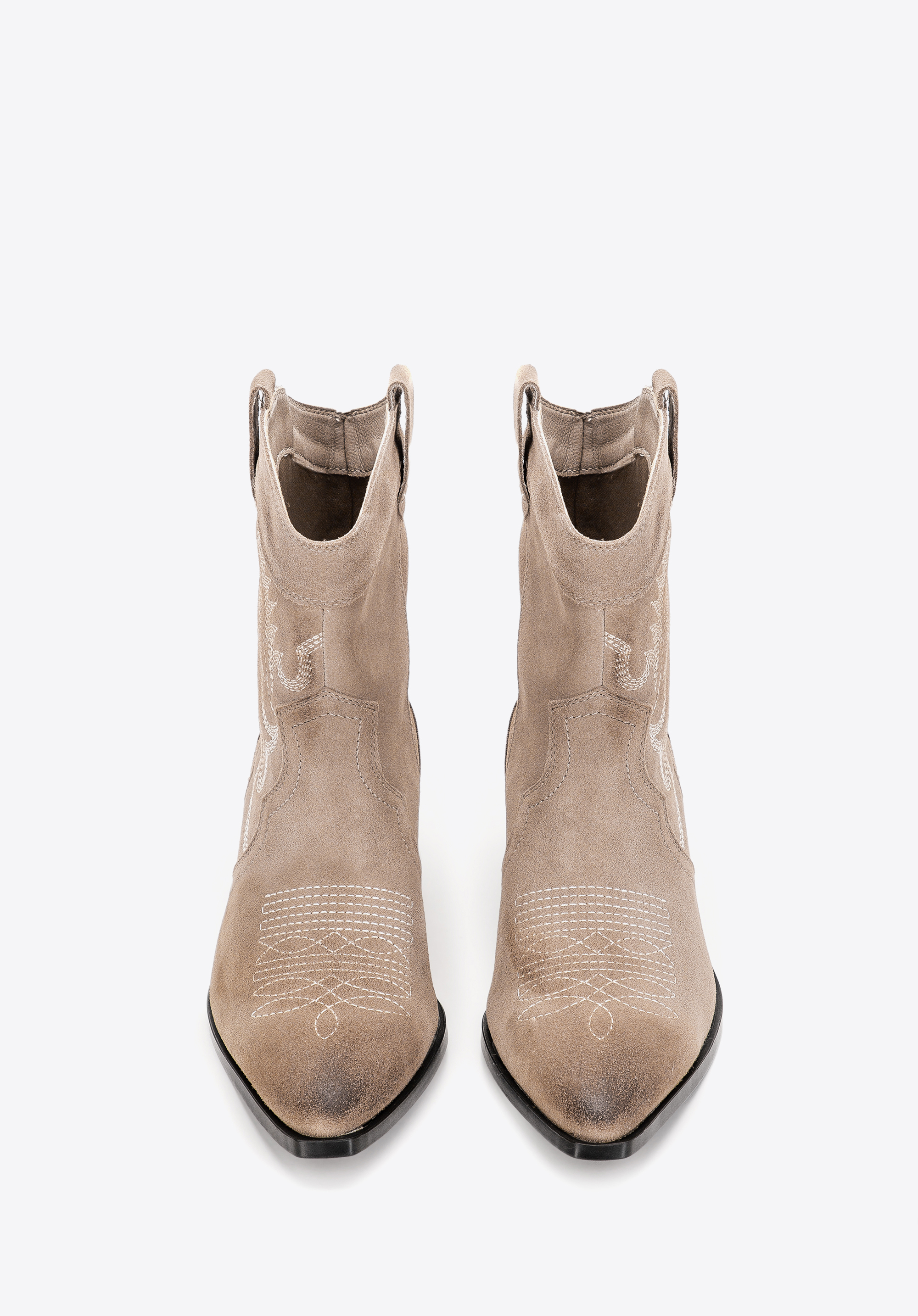 Cowboystiefel Damen Wildleder - Western Style Mit Reißverschluss & Blockabsatz