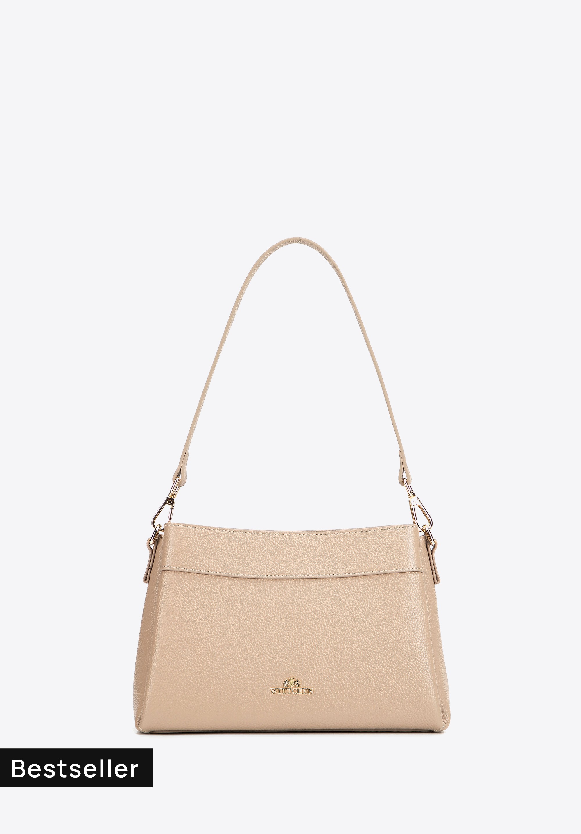 Damen-Umhängetasche aus Leder mit drei Fächern, hellbeige, 103-4E-630-0, Bild 1