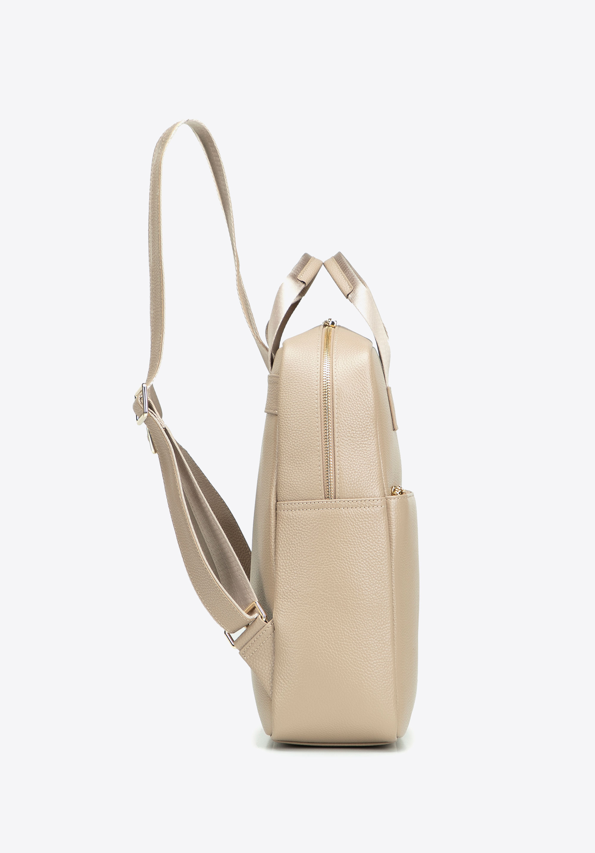 Eleganter Damen-Lederrucksack für 15-Zoll-Laptops, hellbeige, 103-4E-624-0, Bild 1