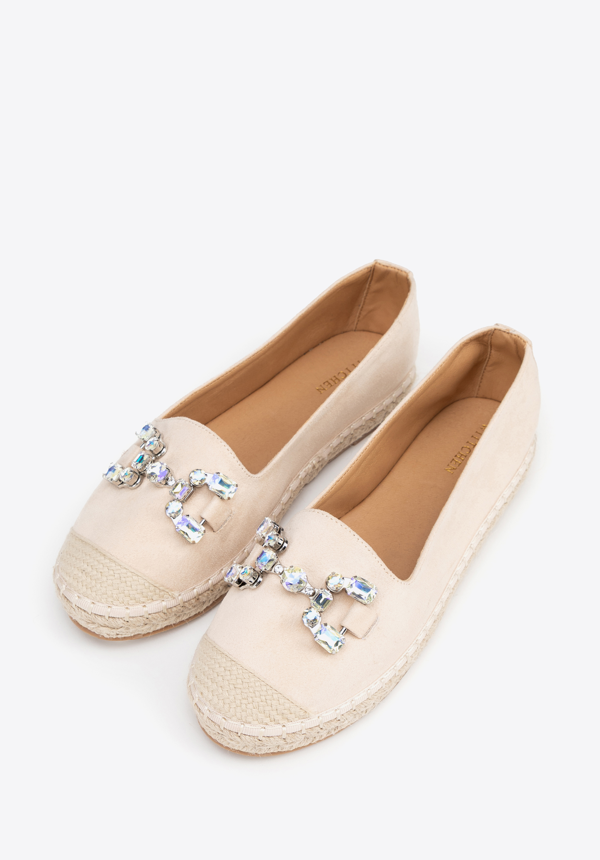 Espadrilles für Damen mit Schmuckverzierung, hellbeige, 100-DP-208-9-36, Bild 1