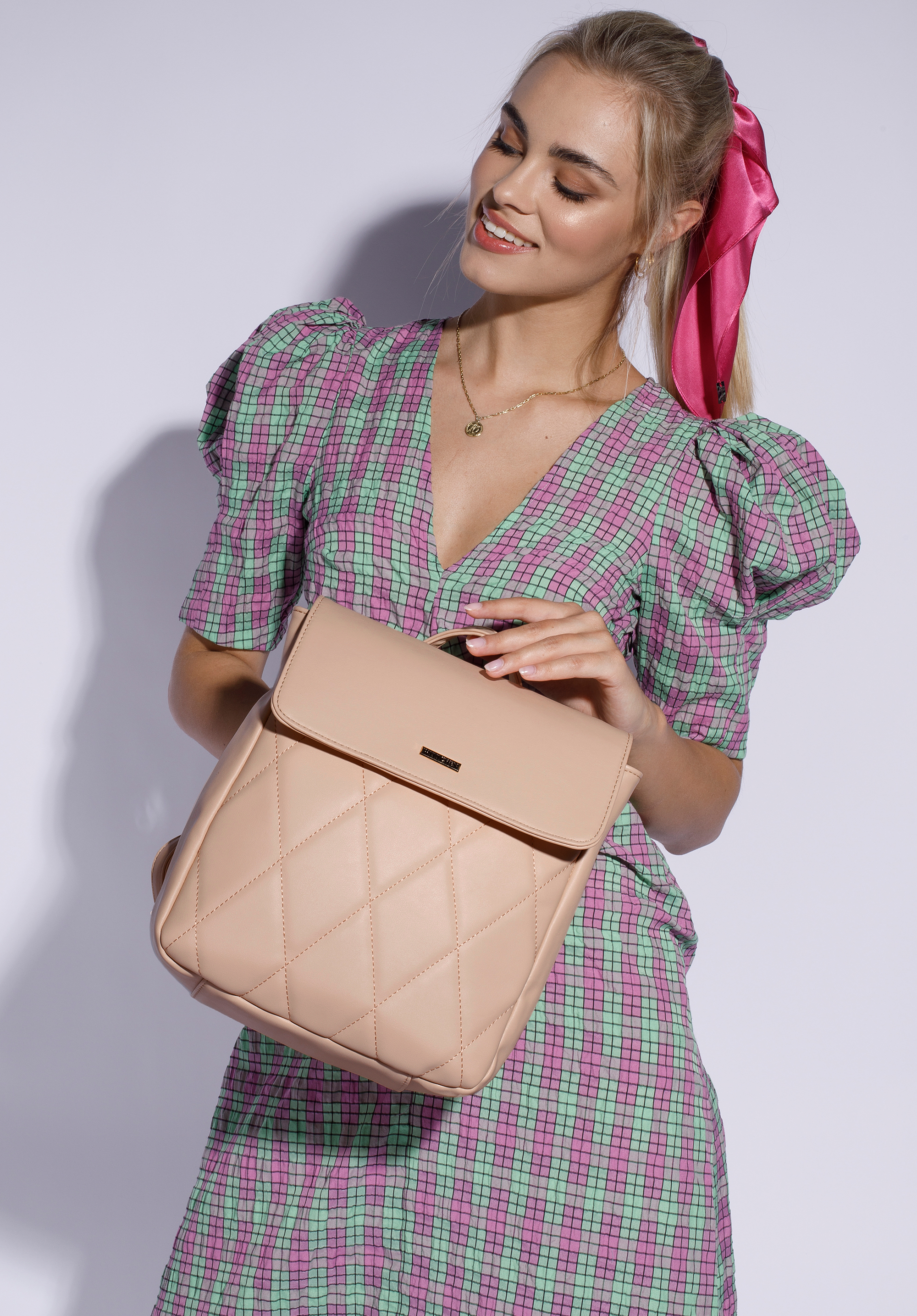 Gesteppter Damen-Rucksack aus Ökoleder