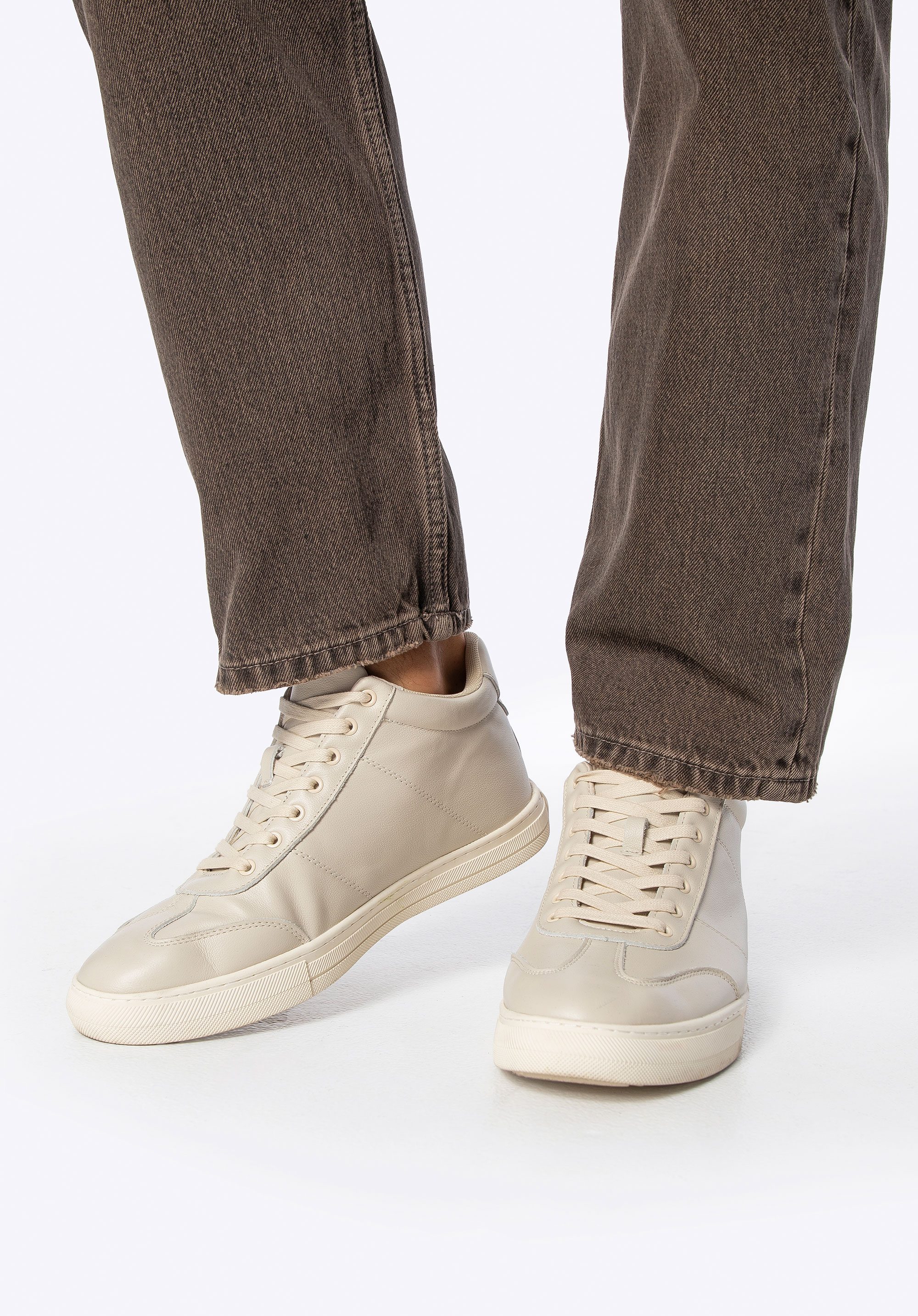 Herren-Sneaker aus Leder, hellbeige, 101-M-514-9-39, Bild 1