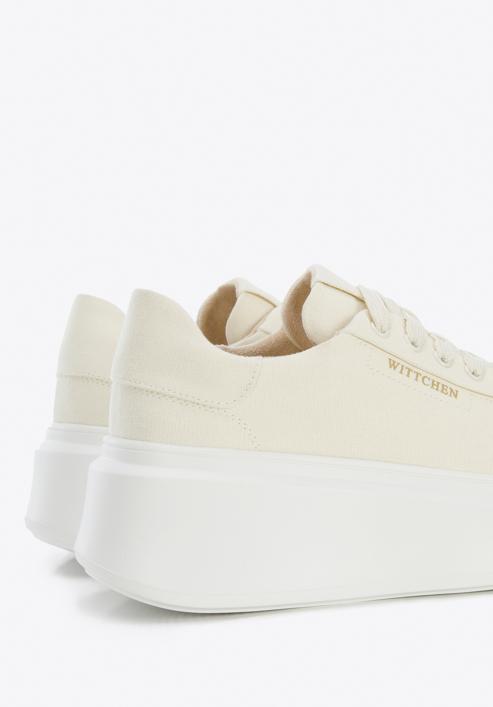 Klassische Sneakers für Damen mit dicker Sohle, hellbeige, 96-D-962-N-37, Bild 7