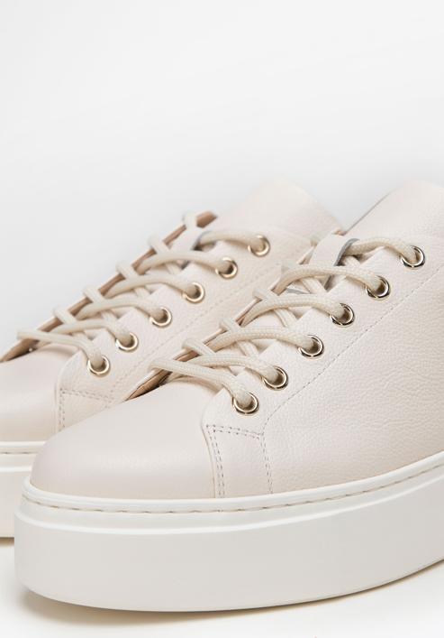 Plateau-Sneakers für Damen aus Leder, hellbeige, 98-D-108-0-41, Bild 7