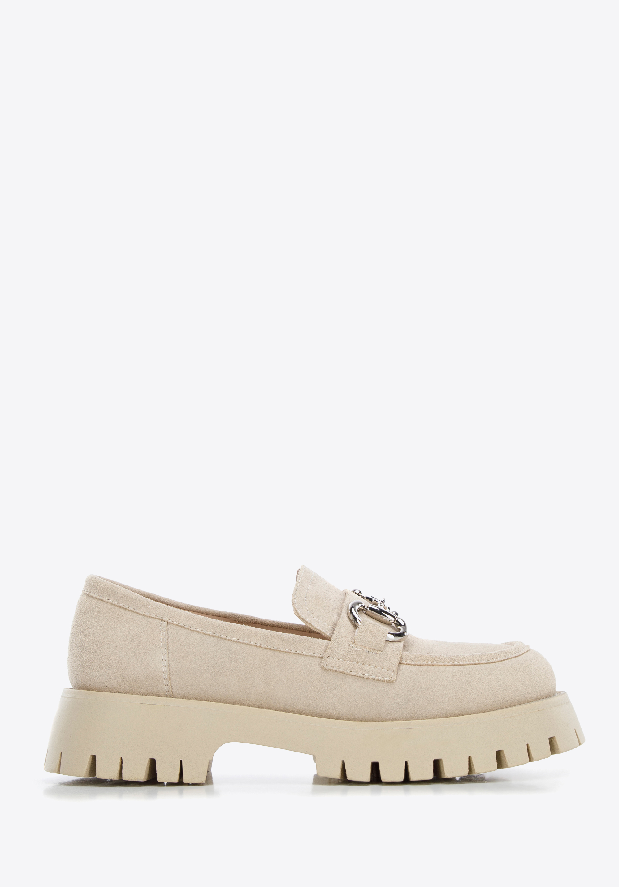 Plateau-Mokassins für Damen aus Wildleder mit Schnalle, hellbeige, 96-D-954-9-39, Bild 1