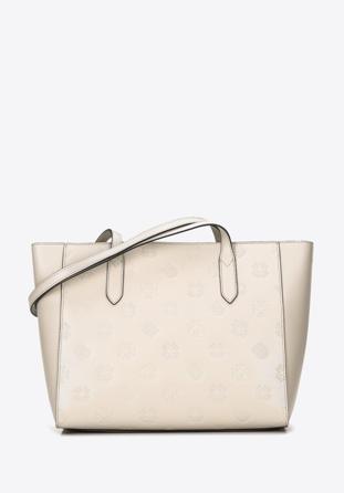 Shopper-Tasche aus Leder mit Monogramm, hellbeige, 96-4E-630-9, Bild 1