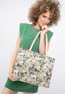 Shopper-Tasche aus Öko-Leder mit Blumenmuster, hellbeige, 98-4Y-200-P, Bild 15