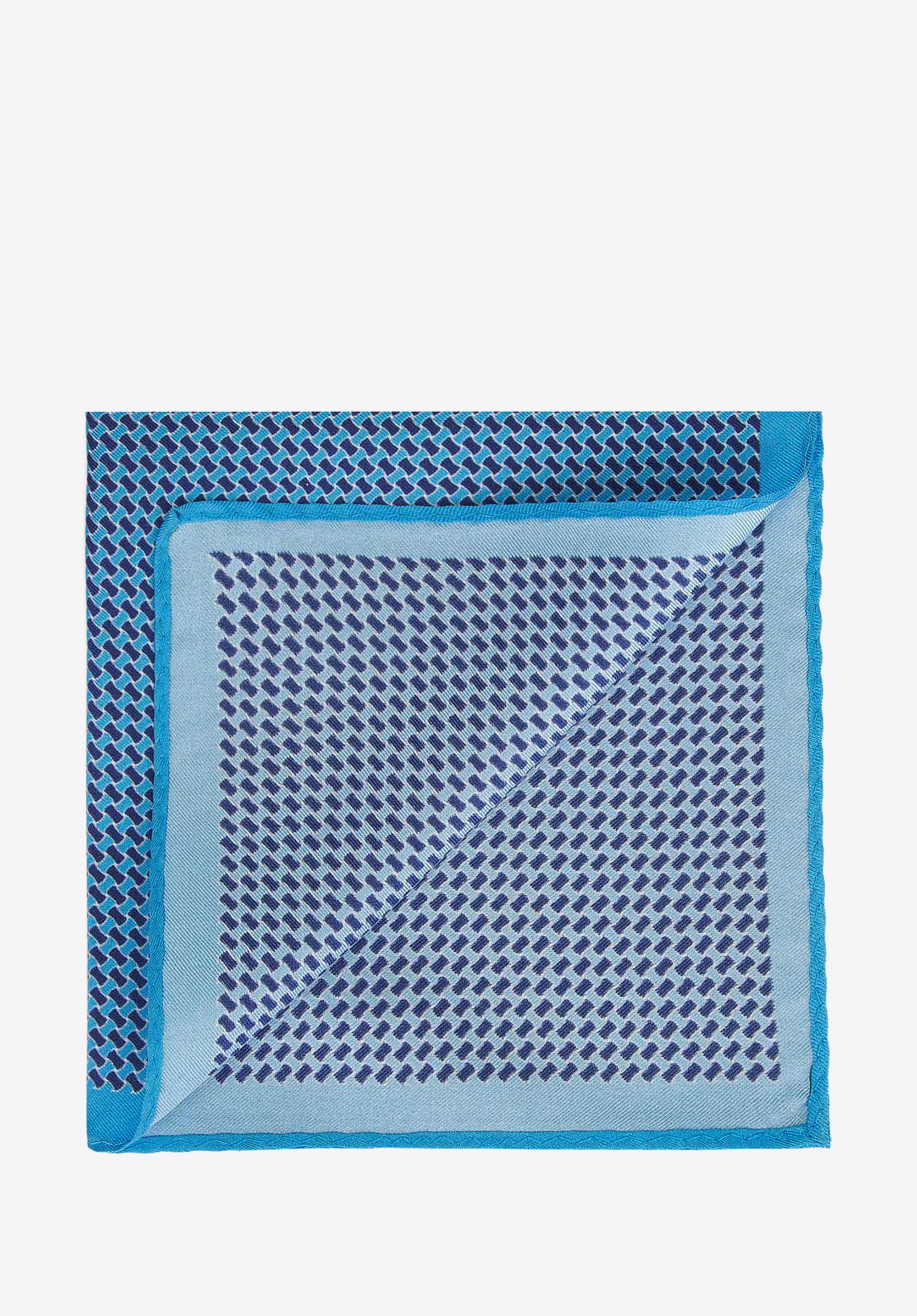 Gemustertes Einstecktuch aus Seide, hellblau - dunkelblau, 91-7P-001-X5, Bild 1