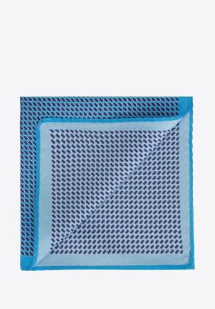 Gemustertes Einstecktuch aus Seide, hellblau - dunkelblau, 91-7P-001-X5, Bild 1