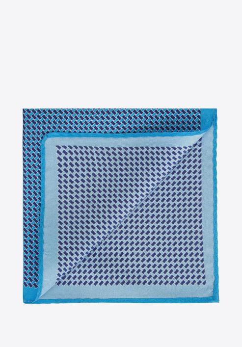 Gemustertes Einstecktuch aus Seide, hellblau - dunkelblau, 91-7P-001-X3, Bild 1
