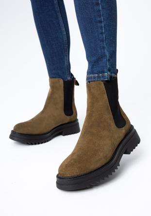 Damen-Chelsea-Stiefel aus Wildleder mit dicker Sohle