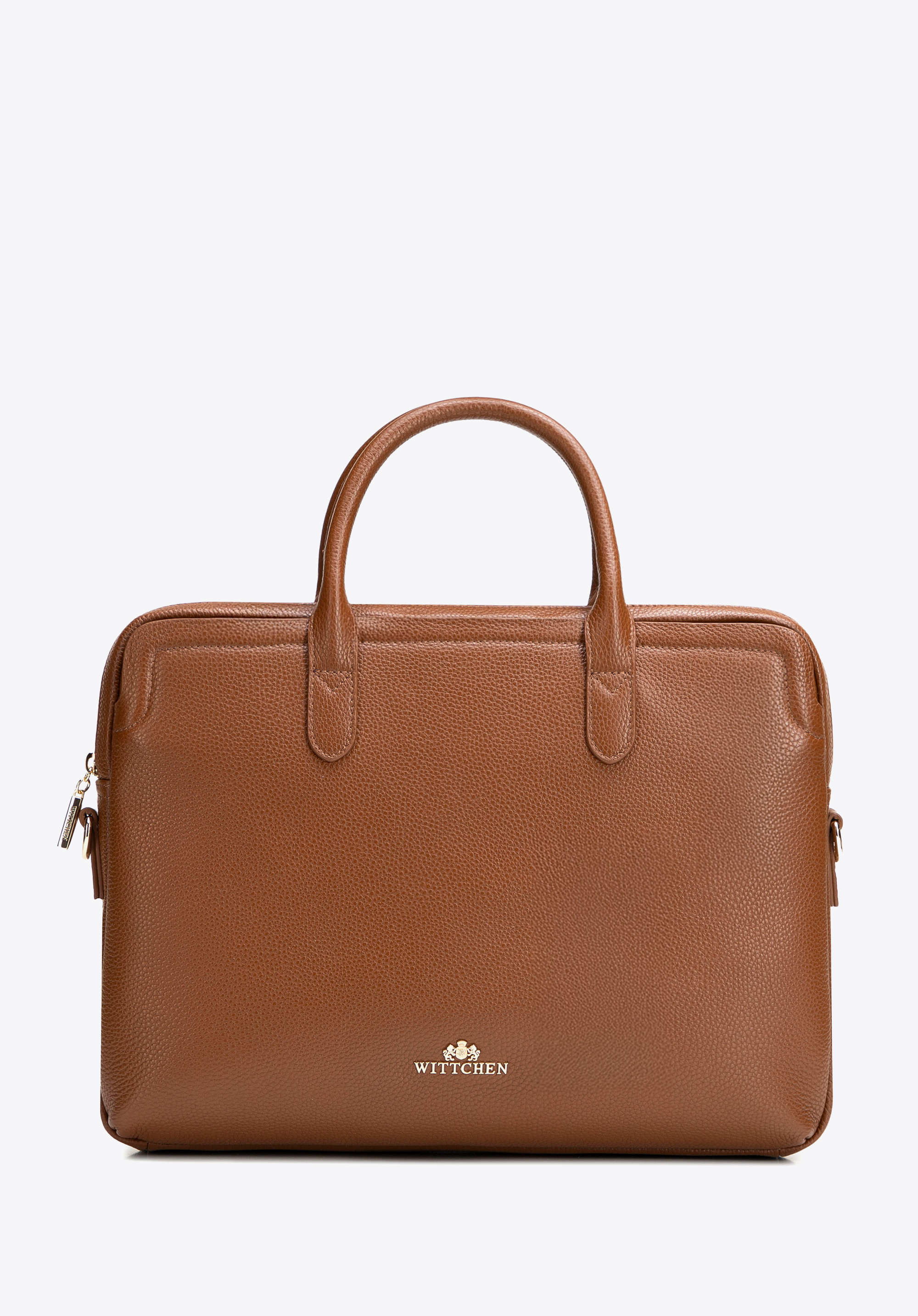 Damen-Laptoptasche 15,6" aus genarbtem Naturleder, hellbraun, 102-4E-620-5, Bild 1