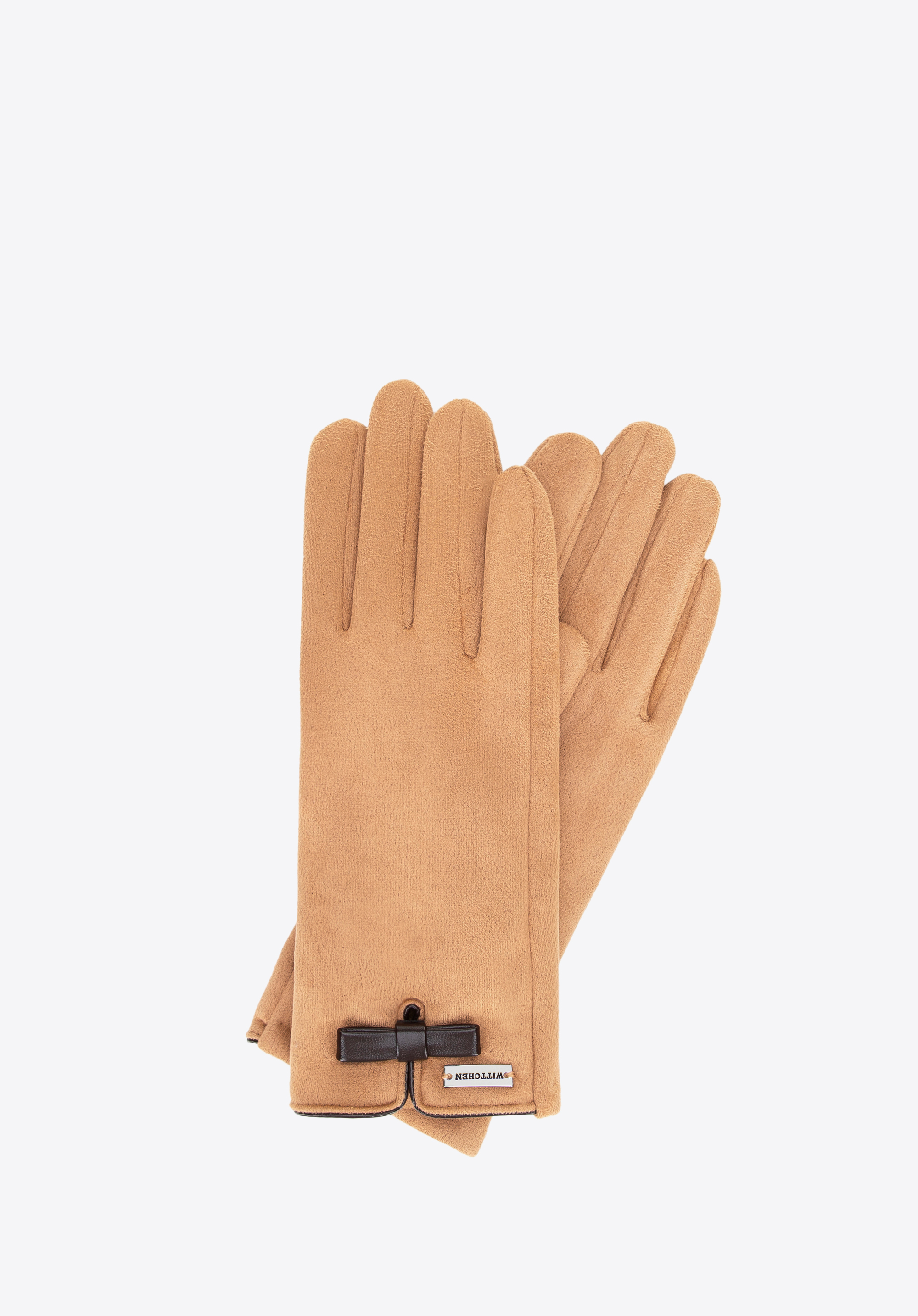 Damenhandschuhe mit kleinem Schleifendetail, hellbraun, 39-6P-048-5-S_M, Bild 1