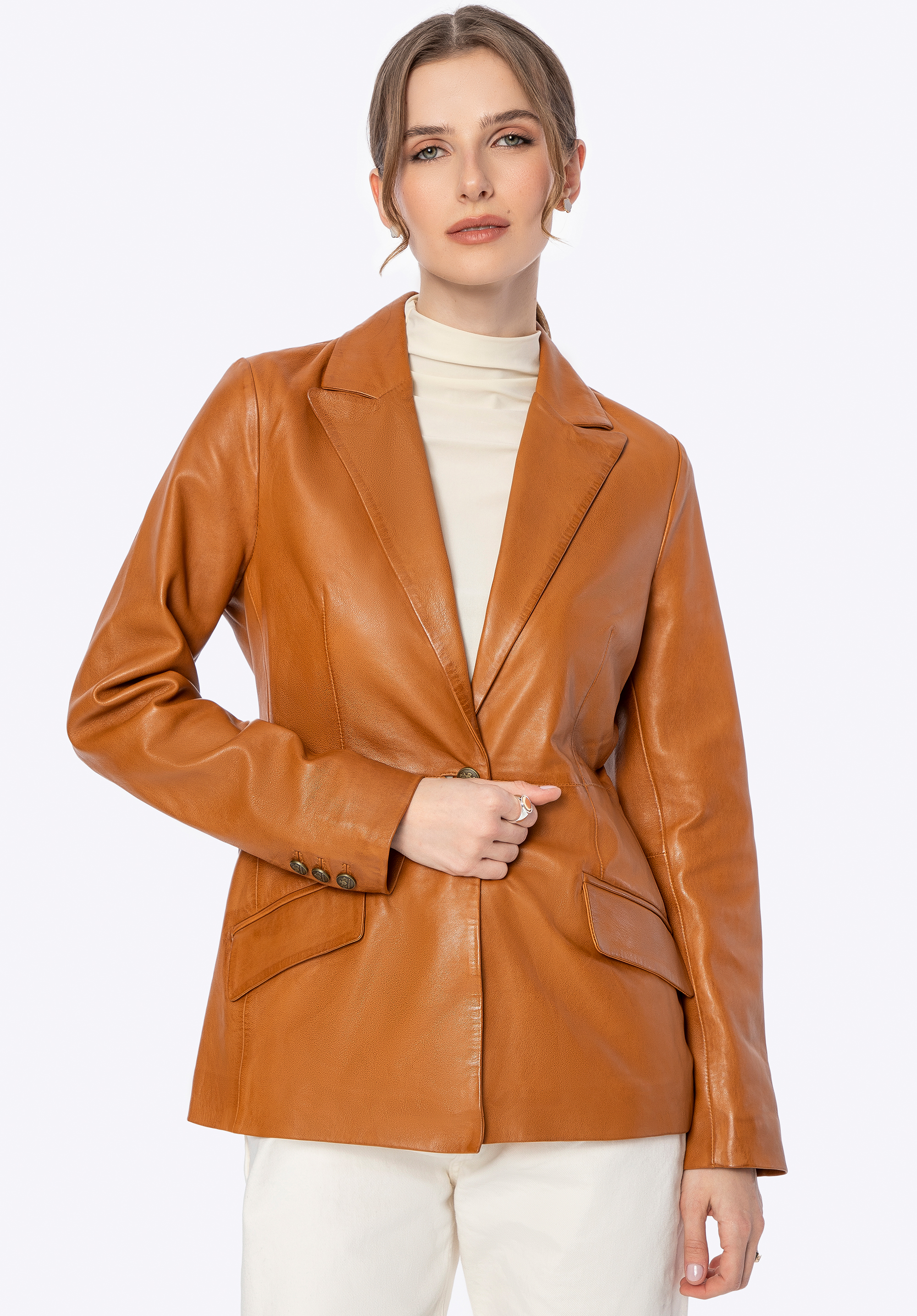 Damenmantel aus Schaffellleder, hellbraun, 100-09-403-5-XL, Bild 1