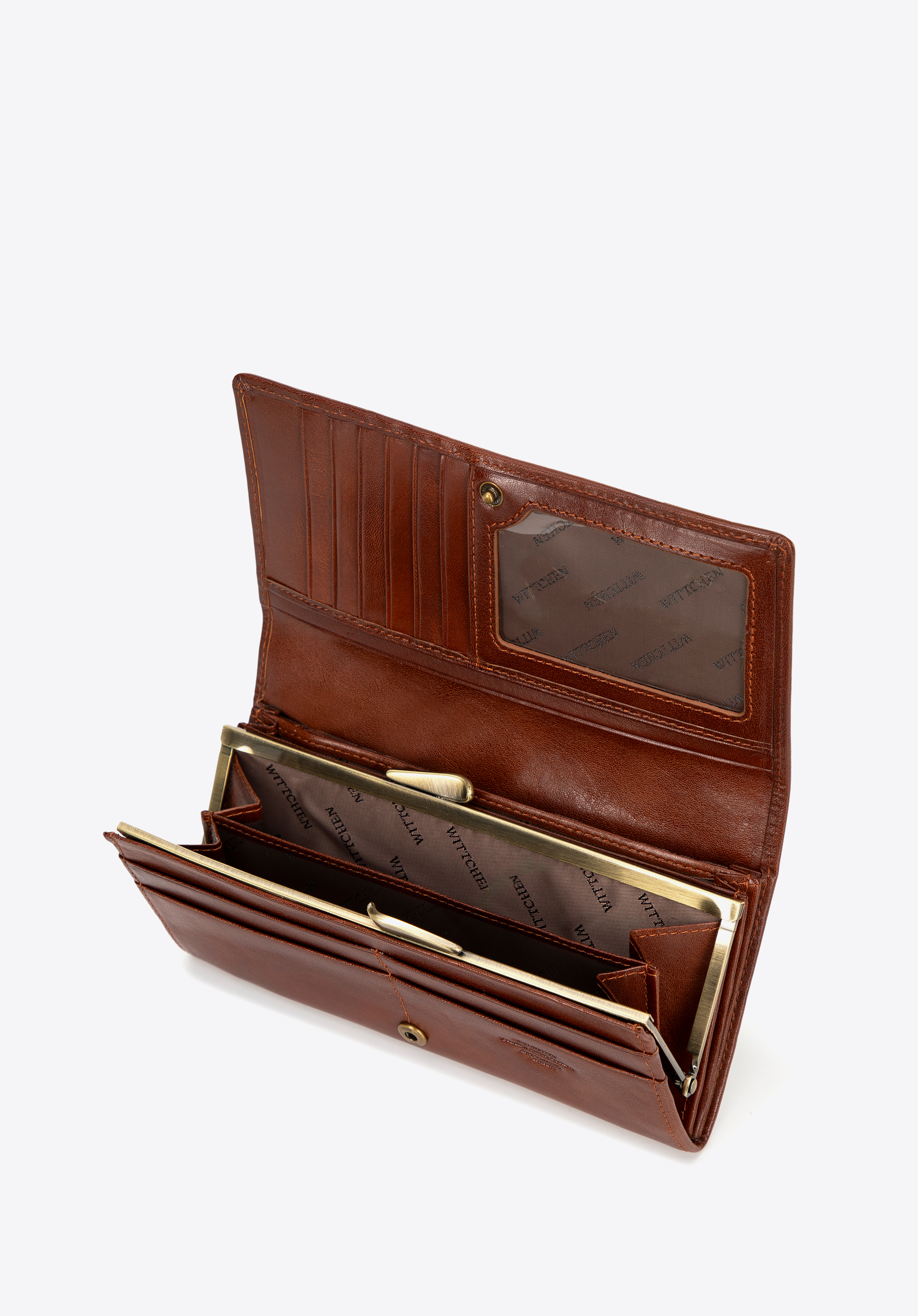 Damen-Geldbörse aus Leder mit Wappen groß, hellbraun, 10-1-075-5, Bild 1