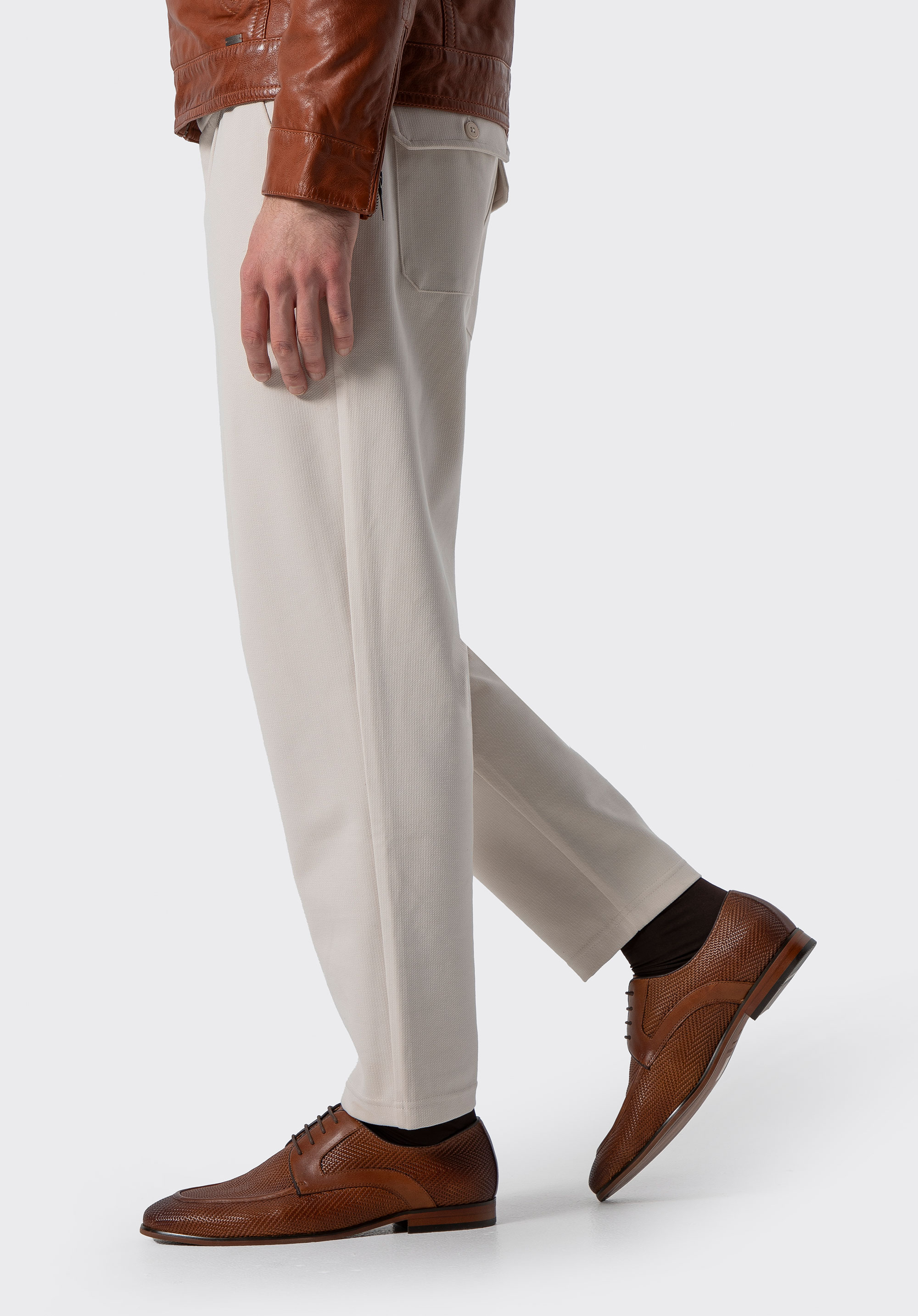 Herren Derby aus geflochtenem Leder, hellbraun, 100-M-508-5-41, Bild 1