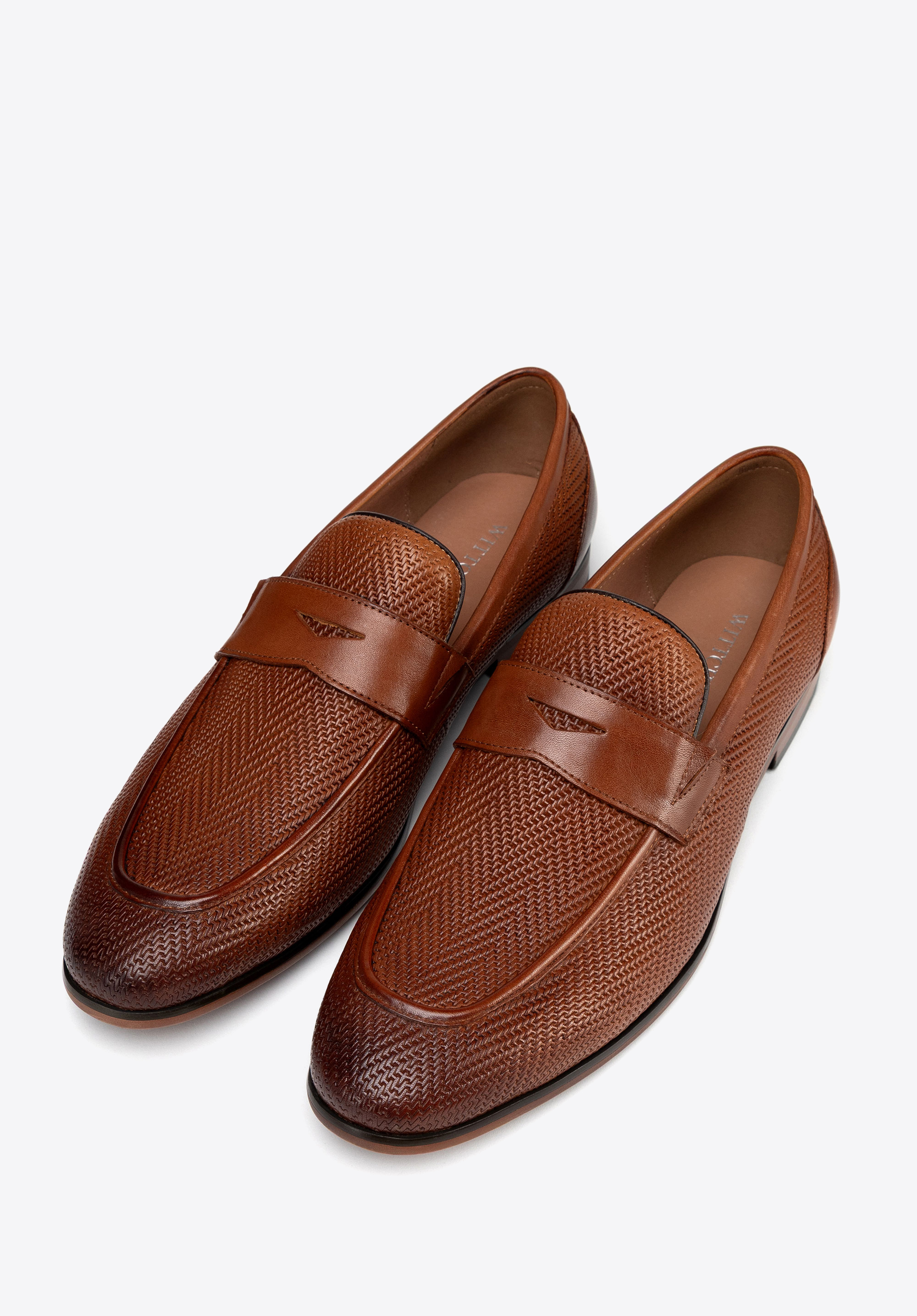Herren Mokassins aus geflochtenem Leder, hellbraun, 100-M-507-5-43, Bild 1