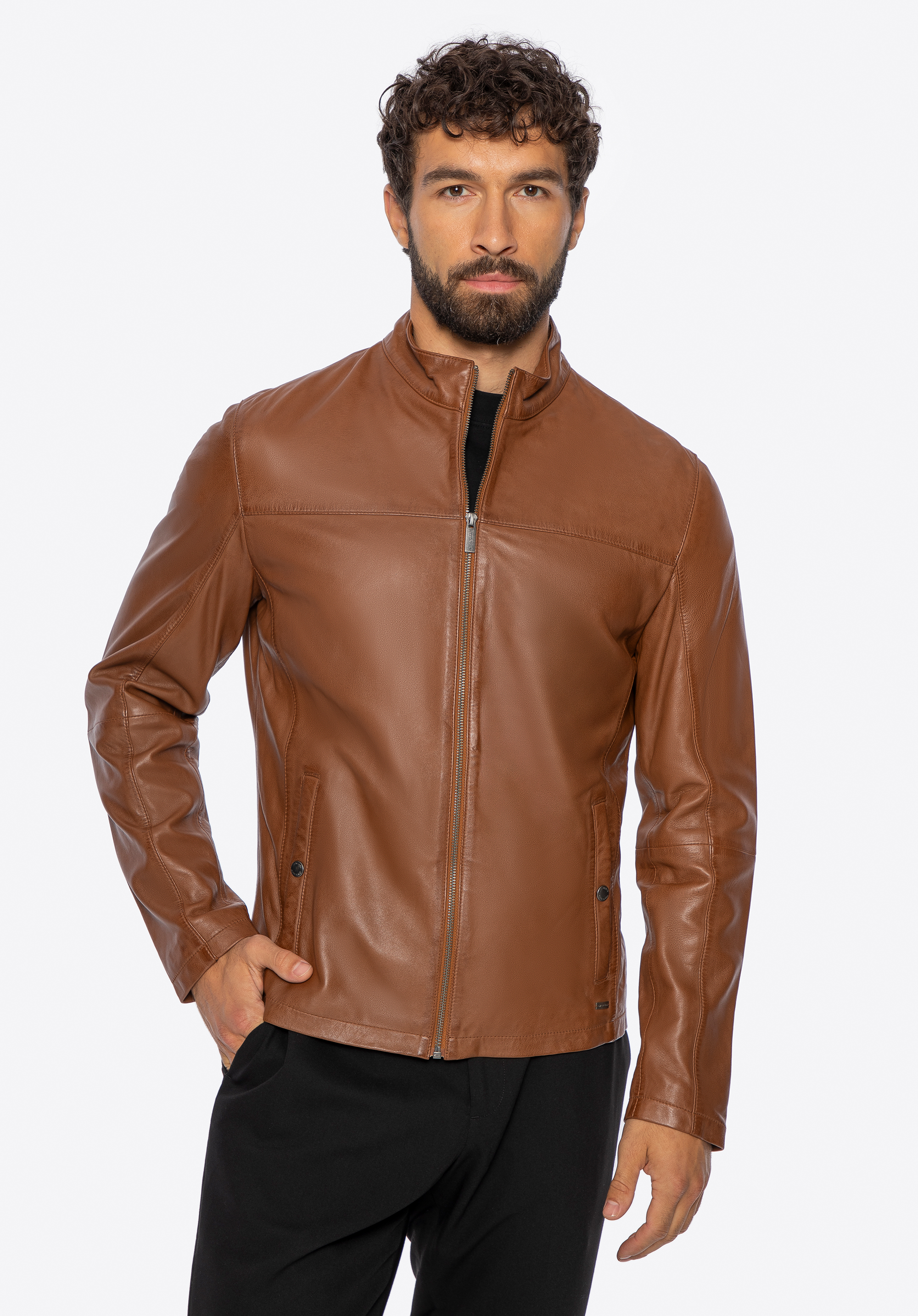 Herren Schaffell Lederjacke, hellbraun, 101-09-850-5-S, Bild 1