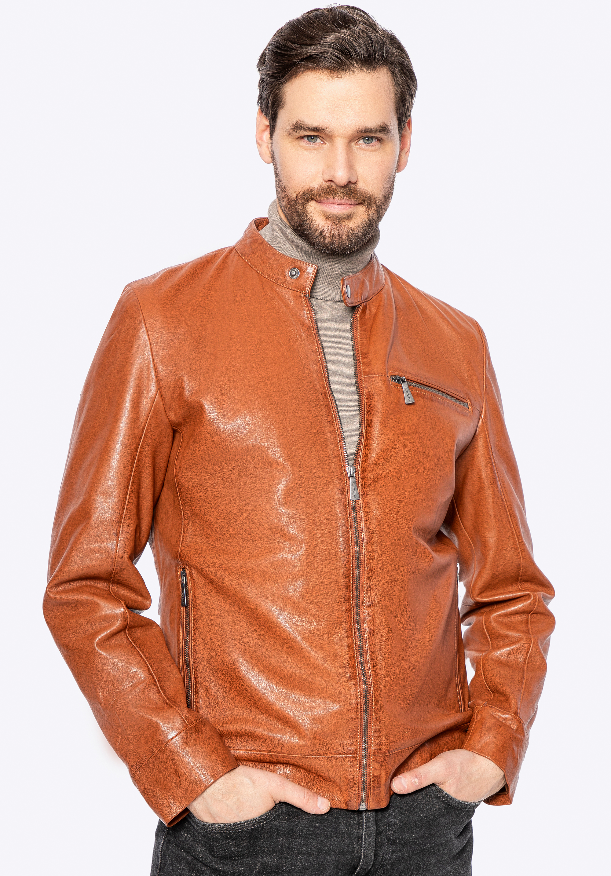 Herrenjacke aus naturbelassenem Schafsleder, hellbraun, 100-09-412-5-2XL, Bild 1