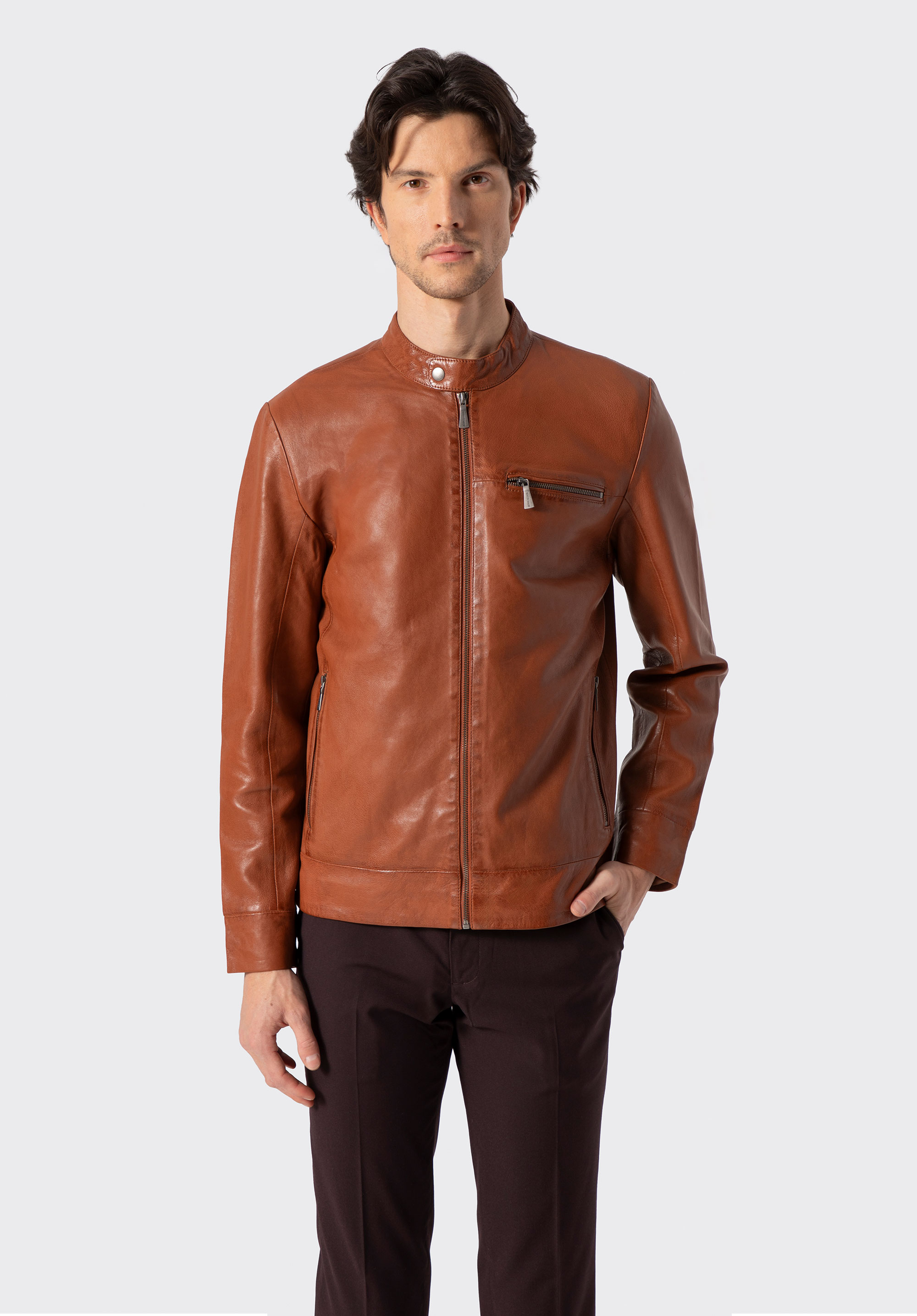 Herrenjacke aus naturbelassenem Schafsleder, hellbraun, 100-09-412-5-L, Bild 1