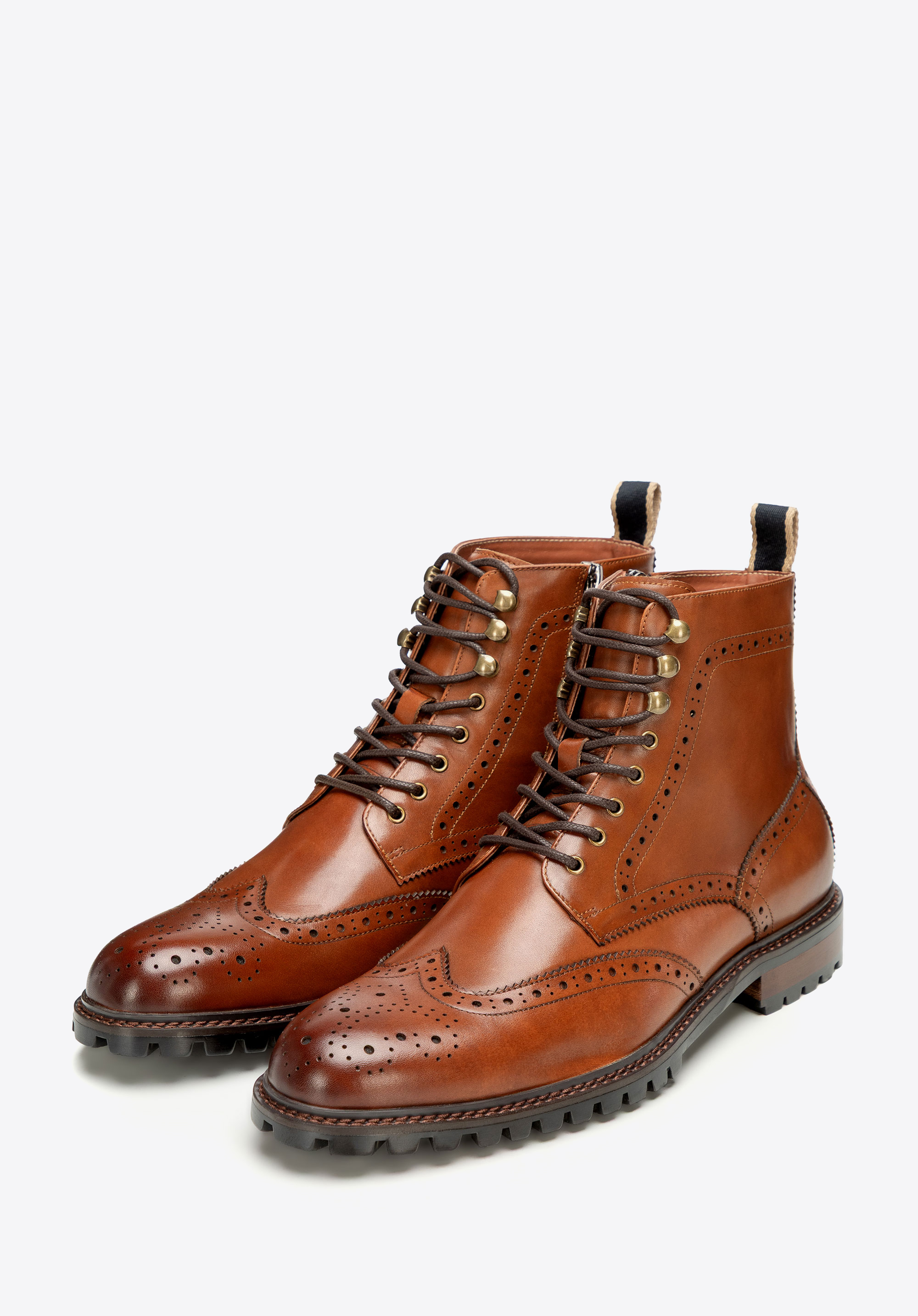 Herrenstiefel aus perforiertem Leder, hellbraun, 101-M-509-5-41, Bild 1